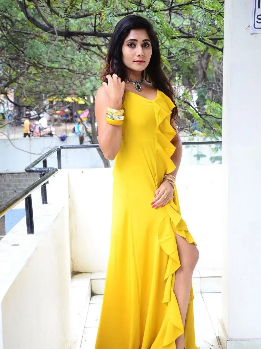 Indian Model Vasanthi Krishnan Stills in Yellow Dress